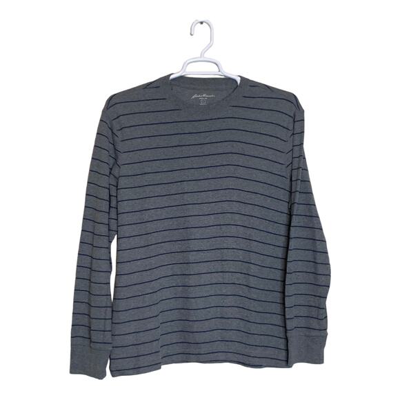Eddie Bauer men gray crew neck striped sweatshirt size Large - Picture 1 of 6